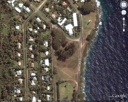 The Coastwatcher Monument and the North end of the Golf Course in Madang, Papua New Guinea