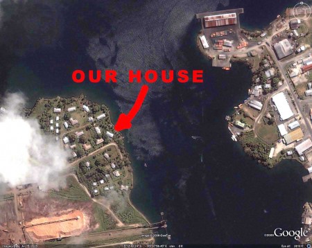 Our house in Madang is directly across the harbour from the main wharf